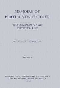 Cover of Memoirs of Bertha von Suttner: T...