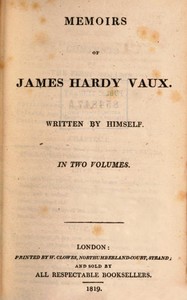 Cover of Memoirs of James Hardy Vaux. Wri...