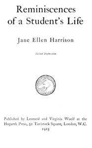 Cover of Reminiscences of a student's lif...